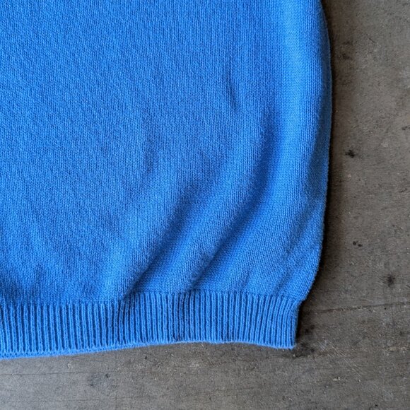 Vintage LL Bean Blue Short Sleeve Puff Sleeve Cotton Knit Top medium - Picture 3 of 6